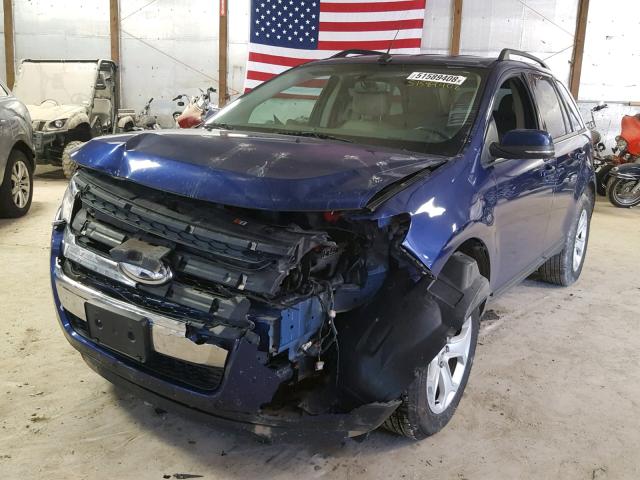 2FMDK3JC1DBB57283 - 2013 FORD EDGE SEL BLUE photo 2