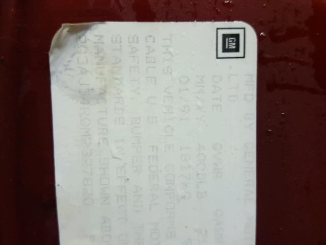 2G3AJ54R0M2327820 - 1991 OLDSMOBILE CUTLASS CI RED photo 10