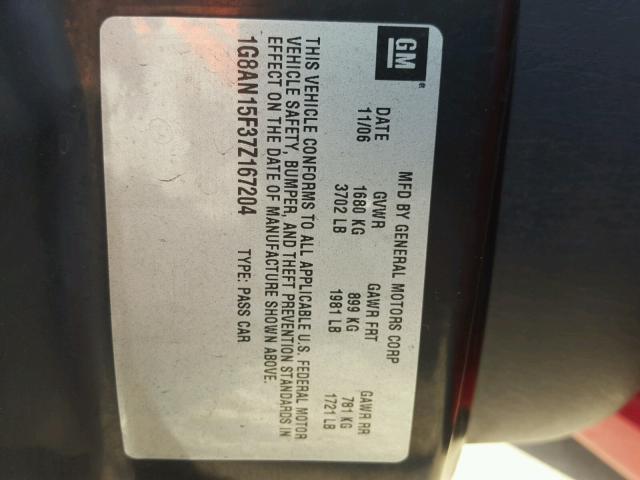 1G8AN15F37Z167204 - 2007 SATURN ION LEVEL RED photo 10