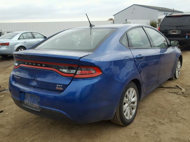 1C3CDFBB3ED768630 - 2014 DODGE DART SXT BLUE photo 4