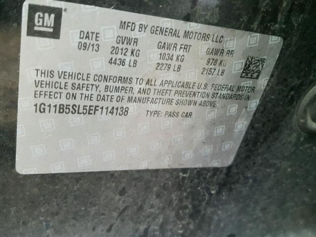 1G11B5SL5EF114138 - 2014 CHEVROLET MALIBU LS Қара фото 10
