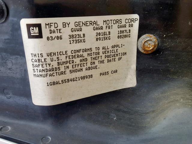 1G8AL55B46Z198938 - 2006 SATURN ION LEVEL SILVER photo 10