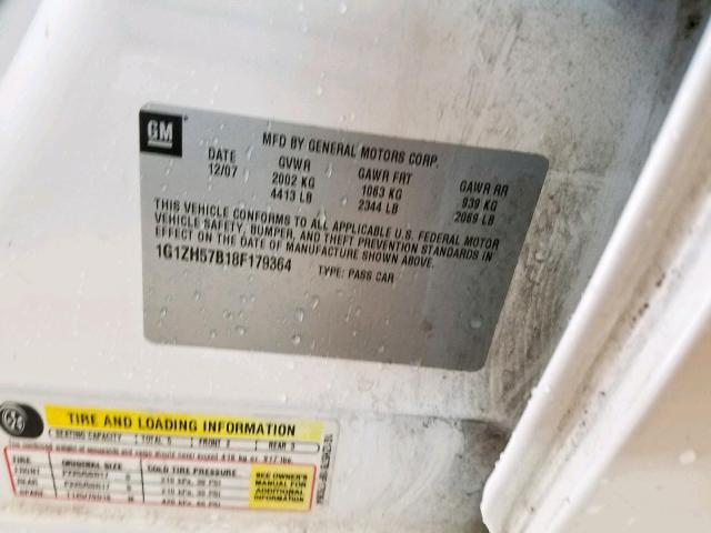 1G1ZH57B18F179364 - 2008 CHEVROLET MALIBU 1LT 白色 照片 10