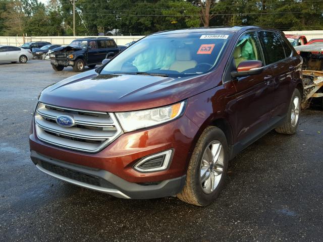 2FMTK3J91FBB41023 - 2015 FORD EDGE SEL ORANGE photo 2