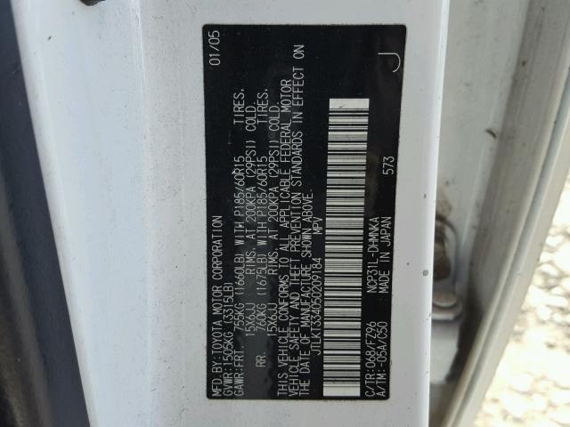 JTLKT334050209184 - 2005 TOYOTA SCION XB Ağ foto 10