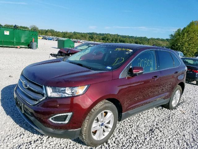 2FMPK4J89JBB28821 - 2018 FORD EDGE SEL BURGUNDY photo 2