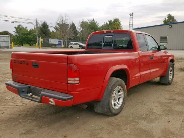 1B7GL32X62S668457 - 2002 DODGE DAKOTA SPO RED photo 4