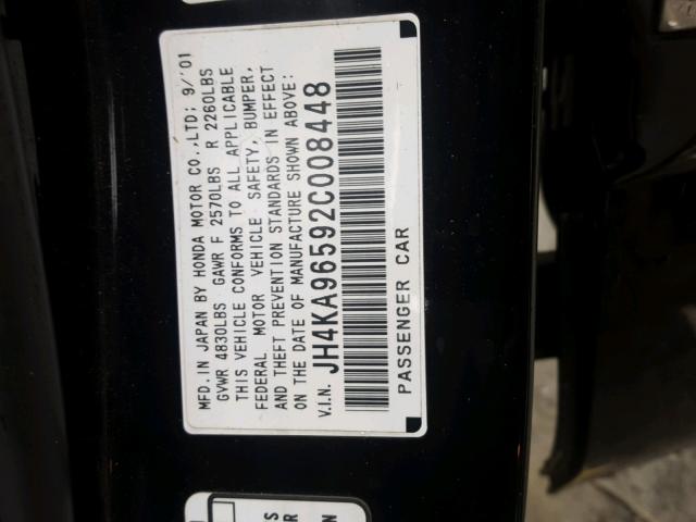 JH4KA96592C008448 - 2002 ACURA 3.5RL BLACK photo 10