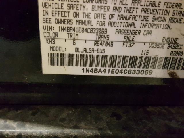 1N4BA41E04C833069 - 2004 NISSAN MAXIMA SE BLACK photo 10