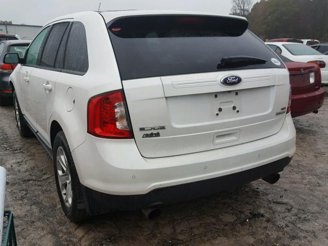 2FMDK3J96DBC37148 - 2013 FORD EDGE SEL WHITE photo 3