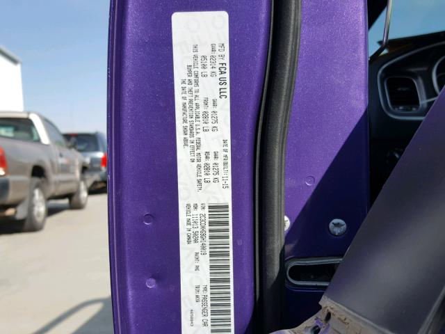 2C3CDXHG9GH140019 - 2016 DODGE CHARGER SX PURPLE photo 10