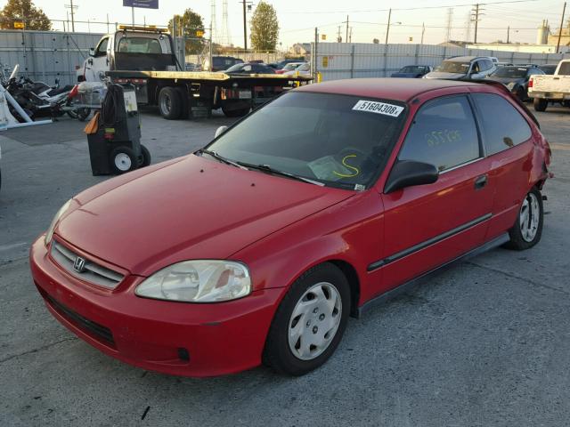 2HGEJ6325YH100106 - 2000 HONDA CIVIC CX RED photo 2