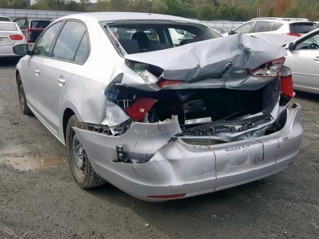 3VW1K7AJ1EM391109 - 2014 VOLKSWAGEN JETTA BASE SILVER photo 3