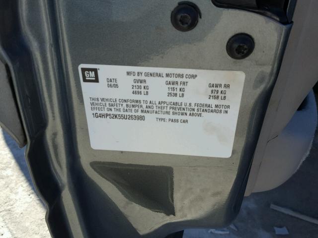 1G4HP52K55U263980 - 2005 BUICK LESABRE CU GRAY photo 10