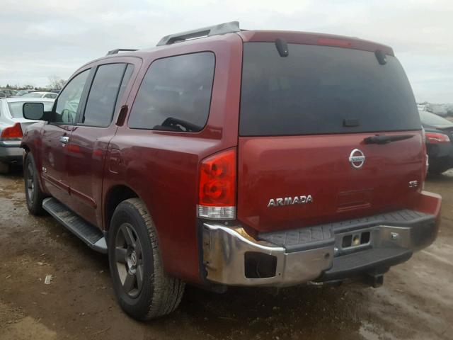 5N1AA08A65N710928 - 2005 NISSAN ARMADA SE BURGUNDY photo 3