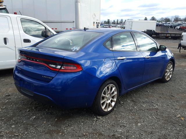 1C3CDFCA8DD147498 - 2013 DODGE DART LIMIT BLUE photo 4