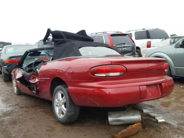 3C3EL55H6VT617619 - 1997 CHRYSLER SEBRING JX MAROON photo 3