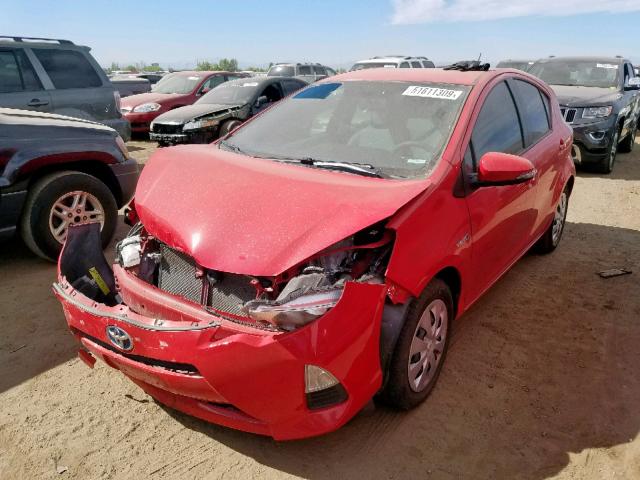 JTDKDTB31E1082036 - 2014 TOYOTA PRIUS C RED photo 2