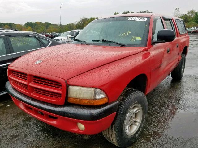 1B7GG2AX7YS633922 - 2000 DODGE DAKOTA QUA RED photo 2