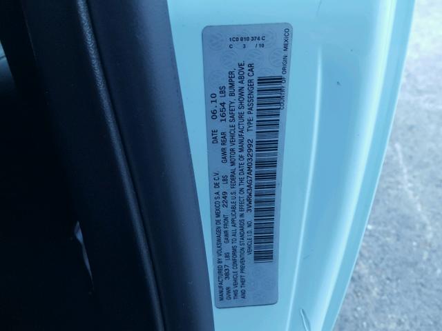 3VWRW3AG7AM032992 - 2010 VOLKSWAGEN NEW BEETLE 白色 照片 10