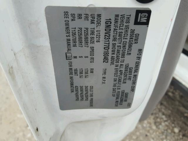 1GNDV23177D180462 - 2007 CHEVROLET UPLANDER L 白色 照片 10