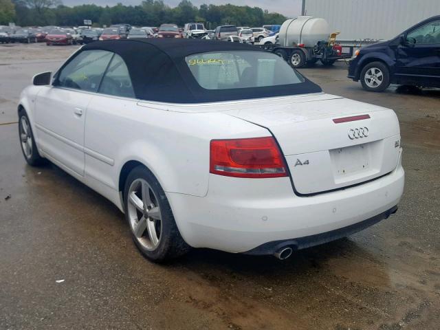 WAUDH48H68K012517 - 2008 AUDI A4 3.2 CAB WHITE photo 3