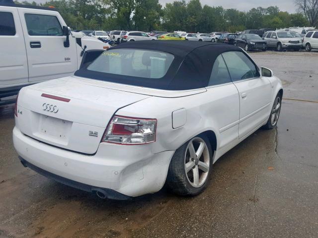 WAUDH48H68K012517 - 2008 AUDI A4 3.2 CAB WHITE photo 4