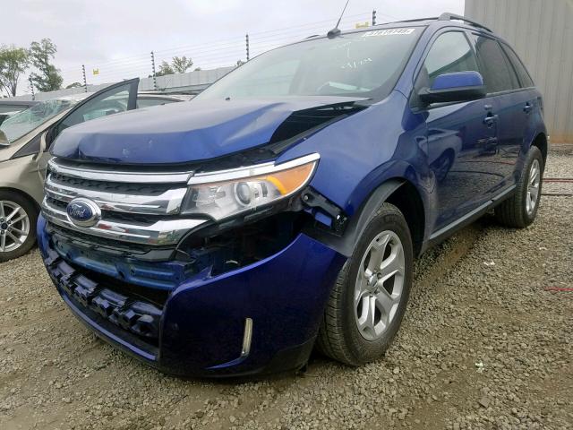 2FMDK3JC4DBB09275 - 2013 FORD EDGE SEL BLUE photo 2