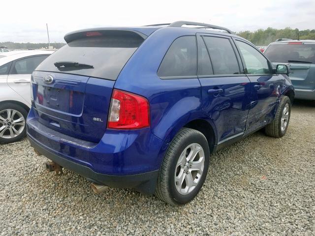 2FMDK3JC4DBB09275 - 2013 FORD EDGE SEL BLUE photo 4