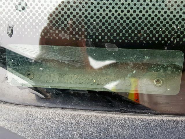 3D7KU26653G759317 - 2003 DODGE RAM 2500 S Սպիտակ լուսանկար 10