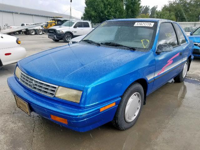 1P3XP24D4NN129307 - 1992 PLYMOUTH SUNDANCE A BLUE photo 2