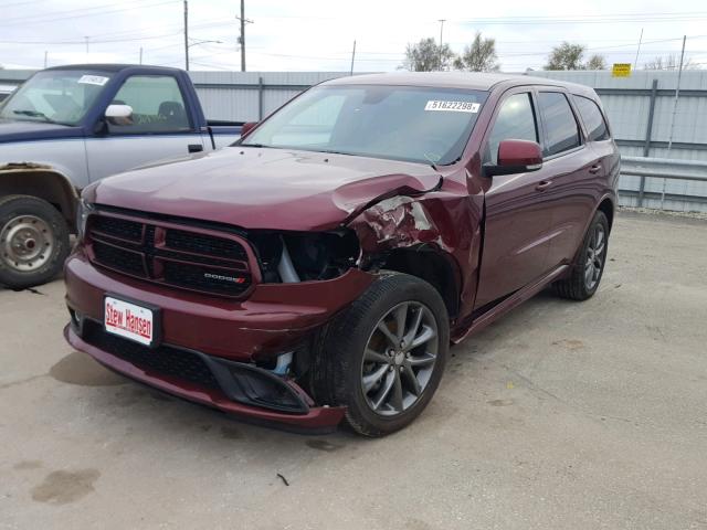 1C4RDJDG7HC944896 - 2017 DODGE DURANGO GT BURGUNDY photo 2