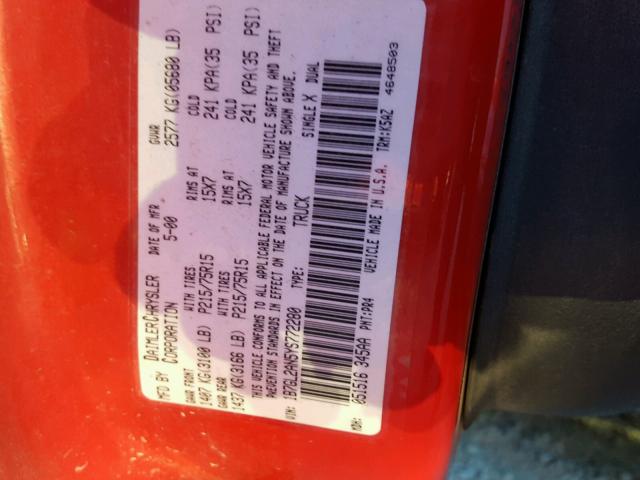 1B7GL2AN5YS772280 - 2000 DODGE DAKOTA QUA RED photo 10