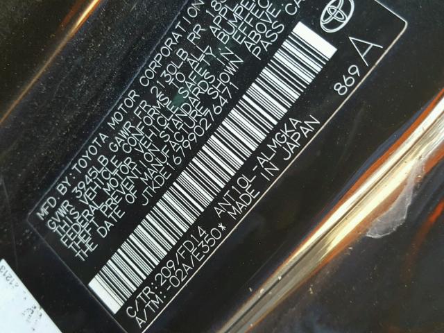 JTKDE167990276471 - 2009 TOYOTA SCION TC 黑色 照片 10