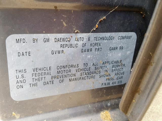 KL1TD56696B532166 - 2006 CHEVROLET AVEO BASE ვერცხლისფერი ფოტო 10