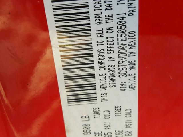 3C6TRVDD0FE505041 - 2015 RAM PROMASTER 红色 照片 10