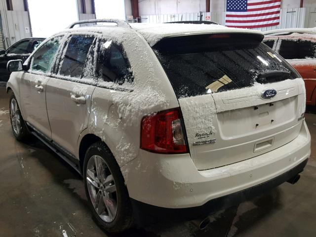 2FMDK3J97CBA33540 - 2012 FORD EDGE SEL WHITE photo 3