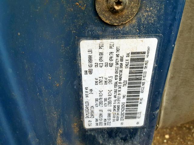 3D7KU28C74G202543 - 2004 DODGE RAM 2500 S ლურჯი ფოტო 10