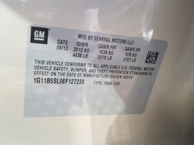 1G11B5SL9EF127233 - 2014 CHEVROLET MALIBU LS Qızıl foto 10