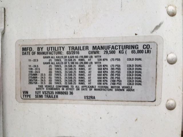 1UYVS2535HM809336 - 2017 UTILITY TRAILER WHITE photo 10