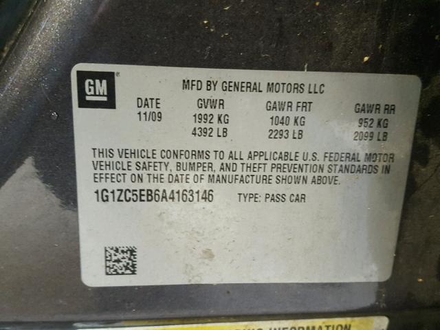 1G1ZC5EB6A4163146 - 2010 CHEVROLET MALIBU 1LT 灰色 照片 10