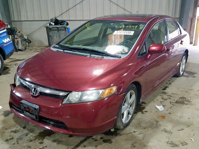 1HGFA16888L096031 - 2008 HONDA CIVIC EX RED photo 2