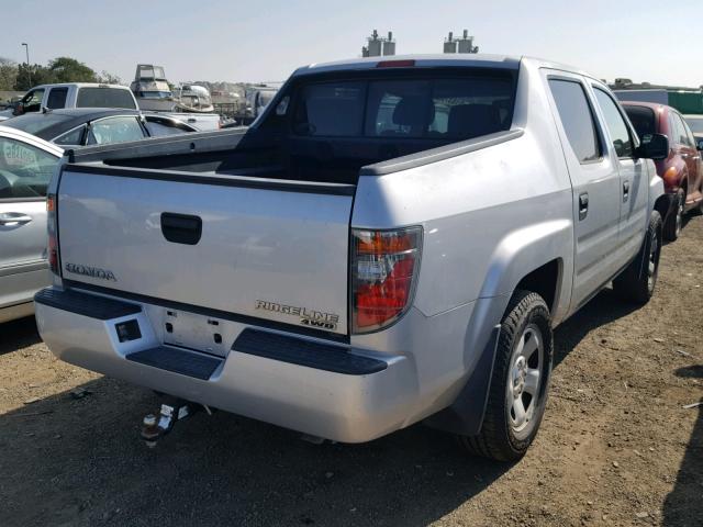 2HJYK16267H522256 - 2007 HONDA RIDGELINE SILVER photo 4