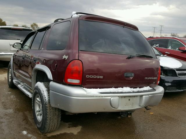 1B4HS58N22F176412 - 2002 DODGE DURANGO SL PURPLE photo 3