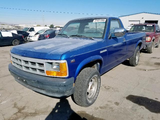 1B7GG26XXRS509282 - 1994 DODGE DAKOTA BLUE photo 2