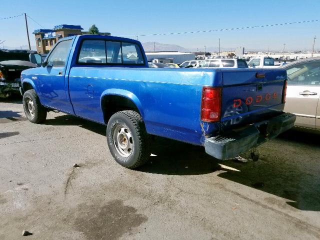 1B7GG26XXRS509282 - 1994 DODGE DAKOTA BLUE photo 3