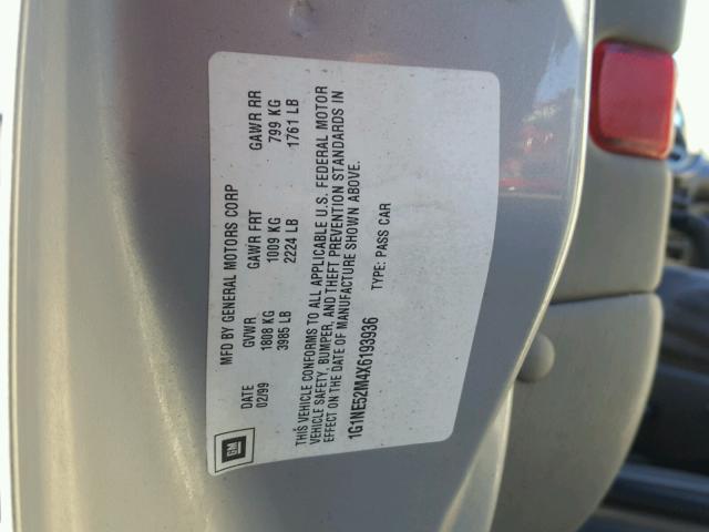 1G1NE52M4X6193936 - 1999 CHEVROLET MALIBU LS 银色 照片 10