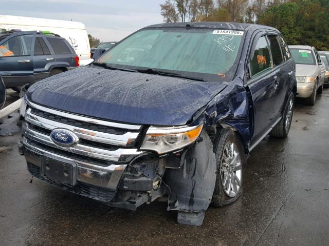 2FMDK3JC9BBA42248 - 2011 FORD EDGE SEL BLUE photo 2