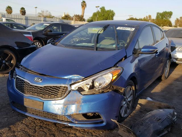 KNAFX4A83E5068236 - 2014 KIA FORTE EX BLUE photo 2