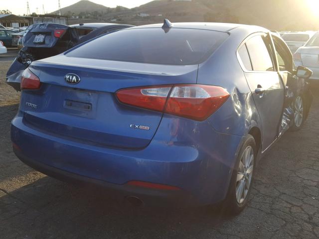 KNAFX4A83E5068236 - 2014 KIA FORTE EX BLUE photo 4